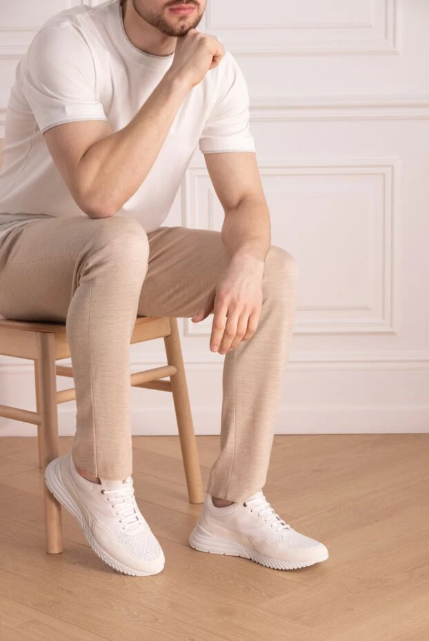 Stefano Ricci кроссовки из натуральной кожи мужские белые 177884 - фото 2