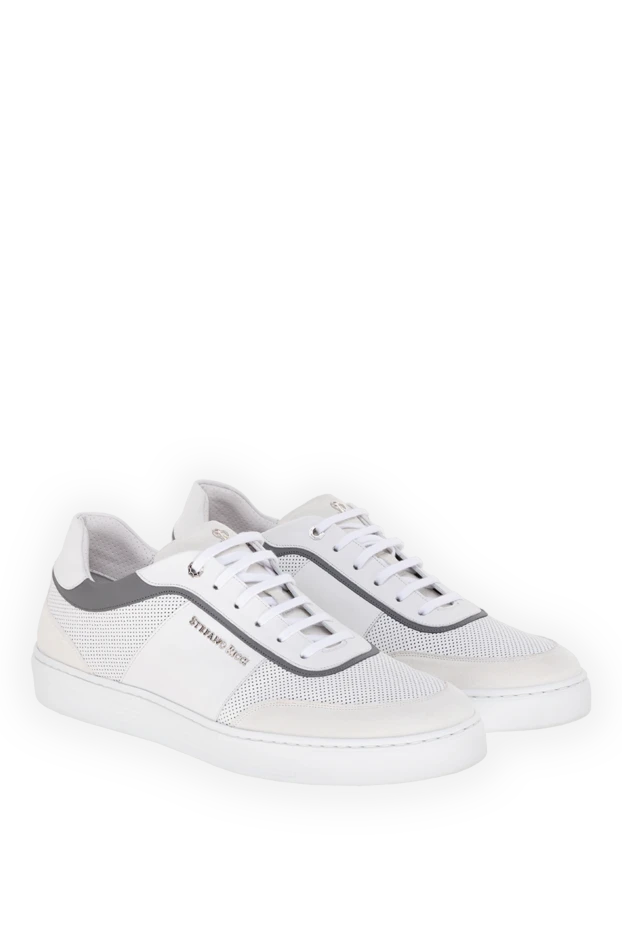 Stefano Ricci кроссовки из натуральной кожи мужские белые 177885 - фото 3