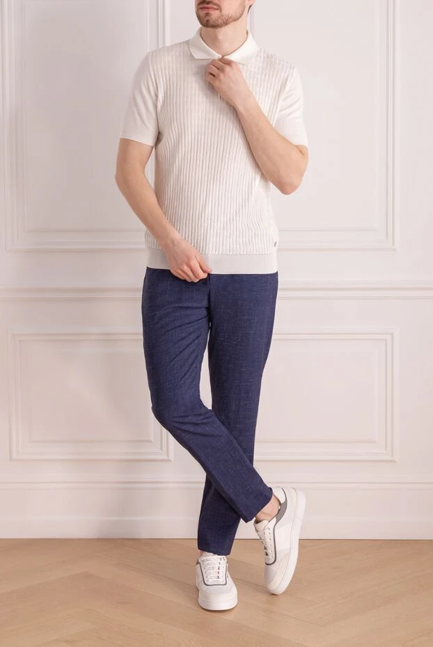 Stefano Ricci поло мужское белое из шелка и хлопка 177894 - фото 2