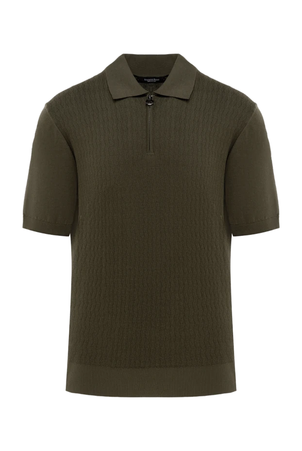 Men's green polo shirt made of silk and cotton - photo 1