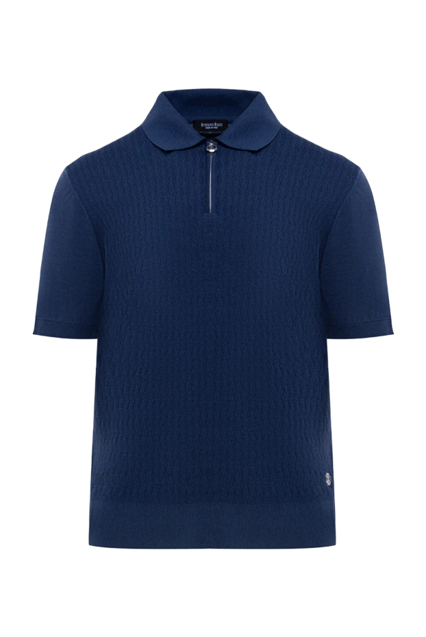 Stefano Ricci поло мужское синее из шелка и хлопка 177901 - фото 1