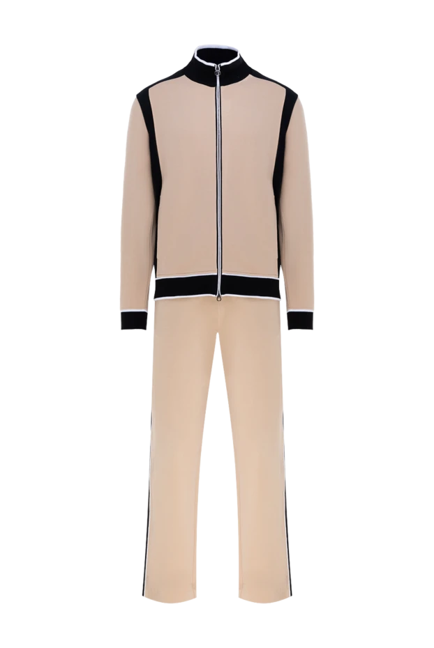 Костюм прогулочный бежевый мужской из хлопка и эластана - фото 1