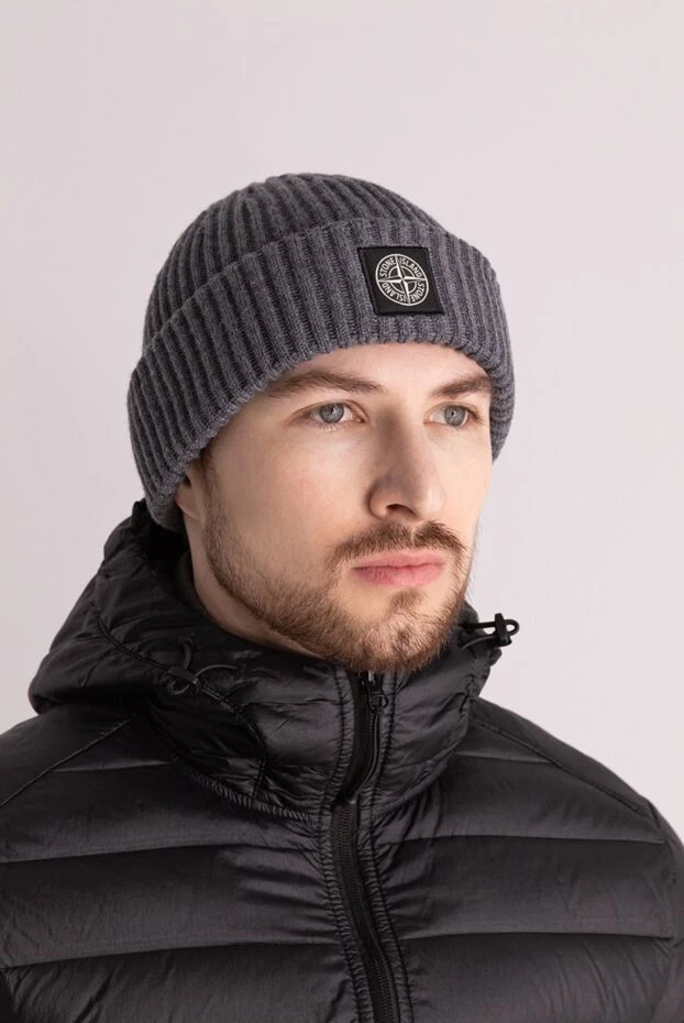 Stone Island man men's gray wool hat купить с ценами и фото 177913 - photo 2