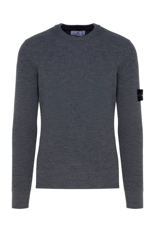 Stone Island man long sleeve wool jumper for men, gray купить с ценами и фото 177919 - photo 1