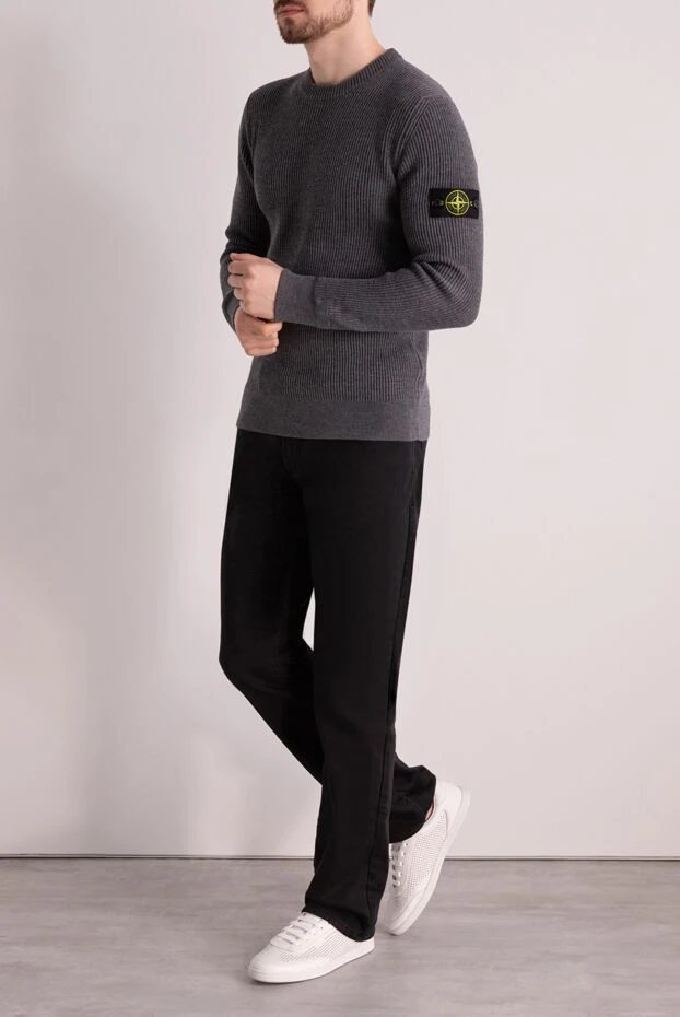 Stone Island man long sleeve wool jumper for men, gray купить с ценами и фото 177919 - photo 2