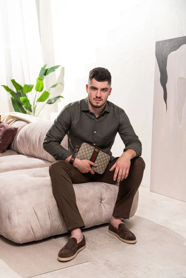 Doucal`s стильные коричневые лоферы из нубука с эспадрильевой подошвой
 177927 - фото 2