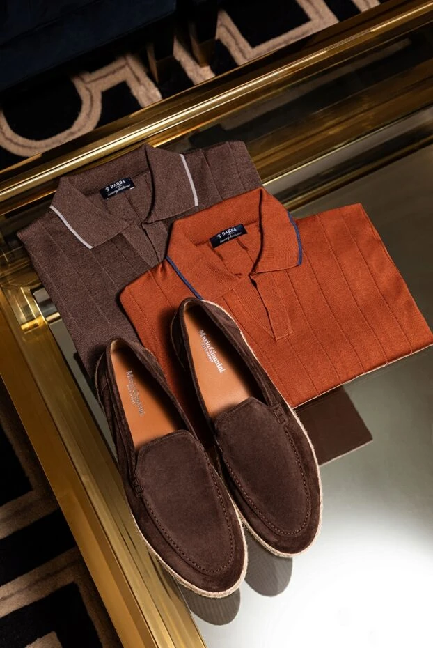 Doucal`s стильные коричневые лоферы из нубука с эспадрильевой подошвой
 177927 - фото 3