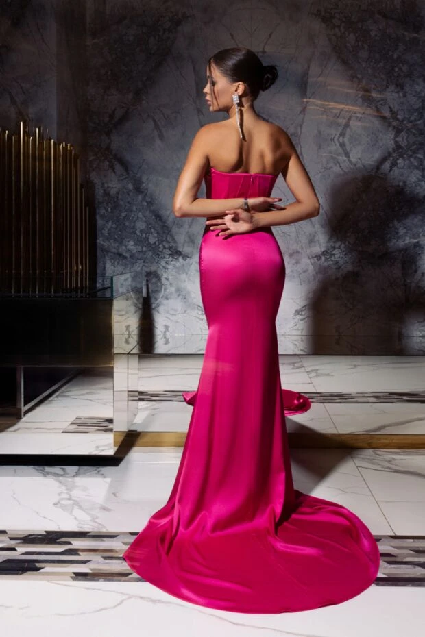 Giuseppe Di Morabito ярко-розовое платье в пол с корсетным лифом и драпировкой
177932 - фото 2