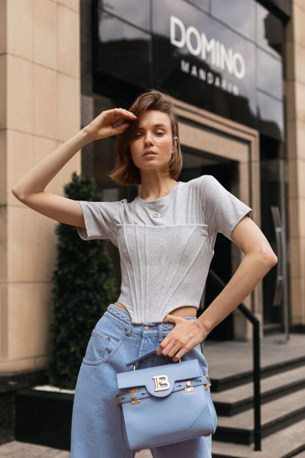 Giuseppe Di Morabito әйелдерге арналған мақтадан жасалған блузка, сұр түсті 177938 - фото 2