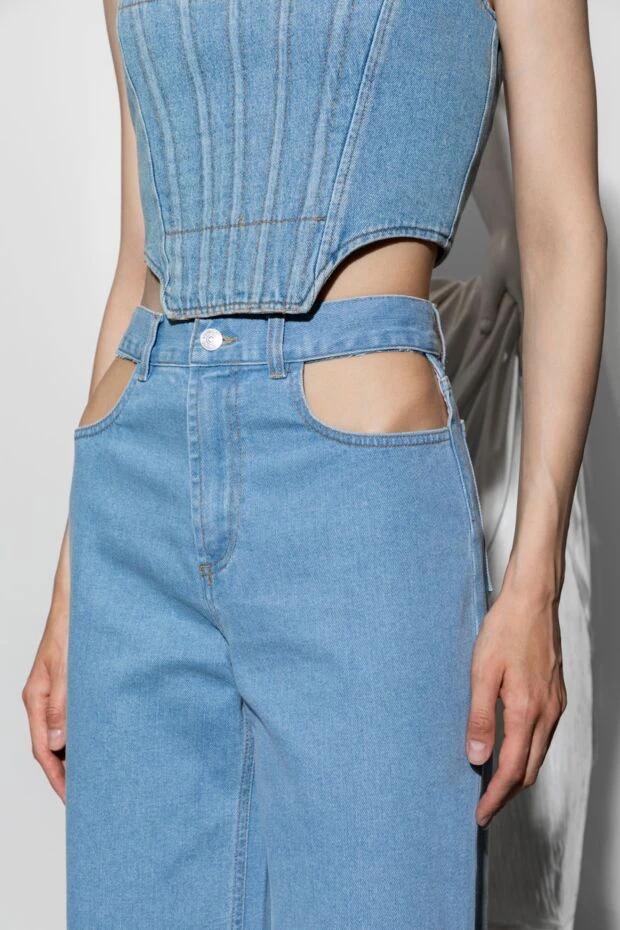 Giuseppe Di Morabito әйелдерге арналған көк джинсы мақтадан жасалған топ 177943 - фото 2