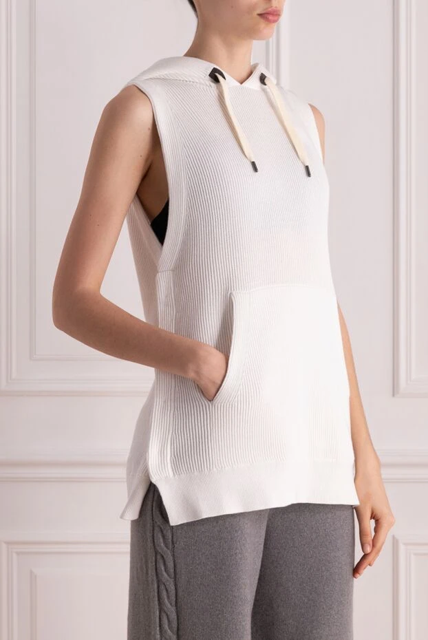 Brunello Cucinelli жилет из хлопка женский белый 177993 - фото 3