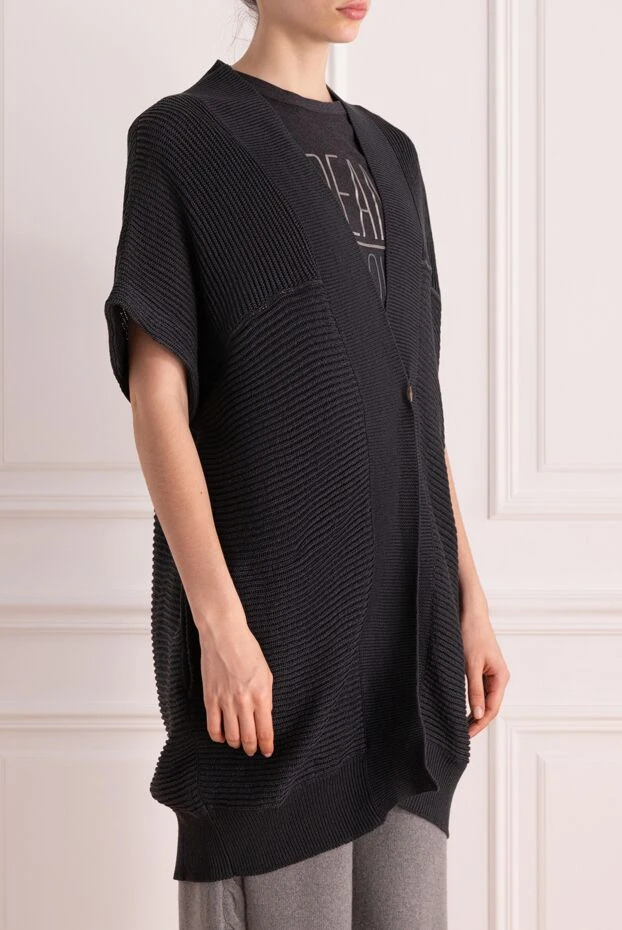 Brunello Cucinelli кардиган из хлопка синий женский 177995 - фото 3