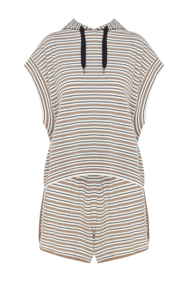 Костюм с шортами из шерсти и кашемира женский бежевый - фото 1