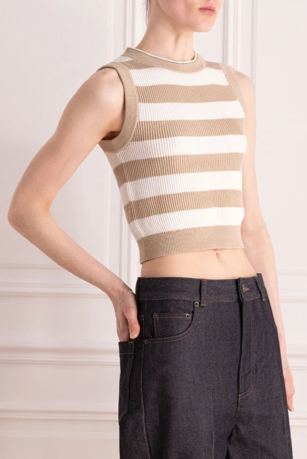 Brunello Cucinelli beige cotton top for women 178000 - photo 3