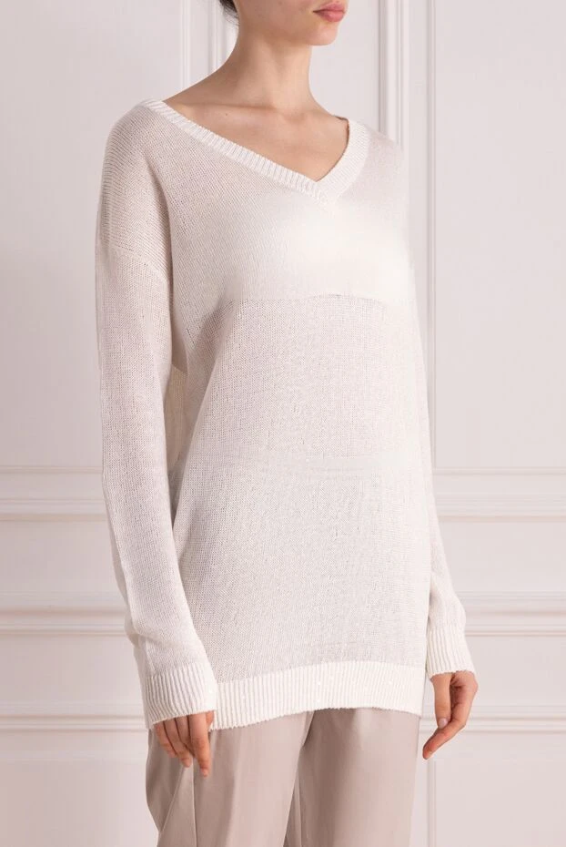 Brunello Cucinelli linen and silk jumper for women white 178003 - photo 3