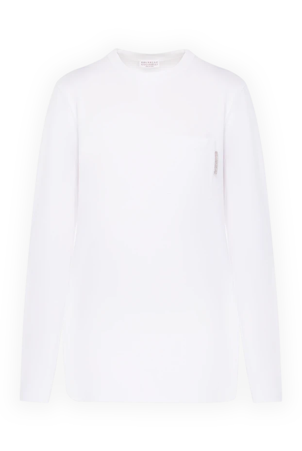 Свитшот из хлопка и эластана белый женский - фото 1