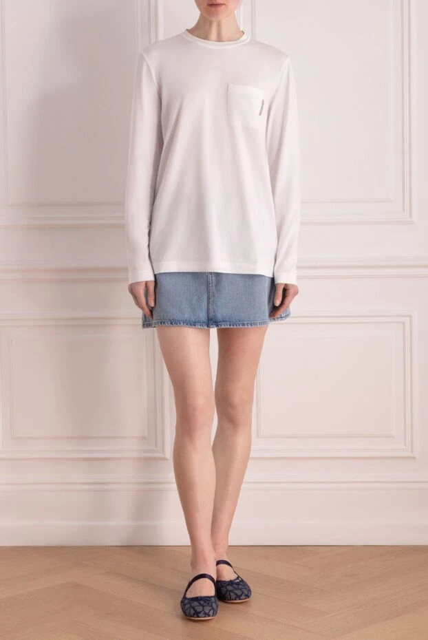 Brunello Cucinelli sweatshirt made of cotton and elastane white for women 178004 - photo 2