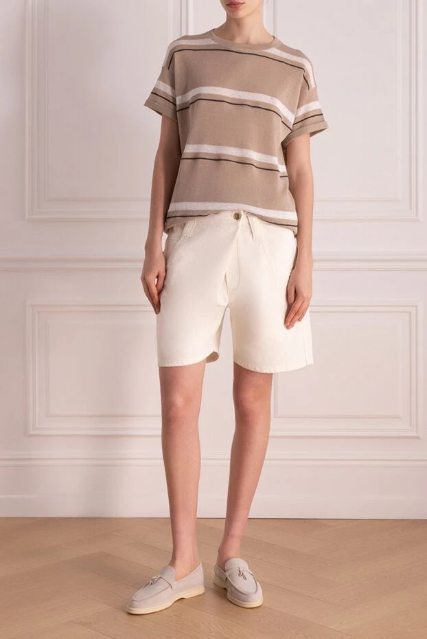 Brunello Cucinelli denim shorts made of cotton and elastane for women white 178012 - photo 3