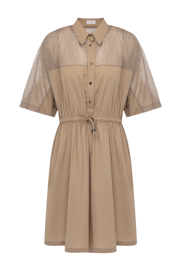 Brunello Cucinelli платье рубашка в бежевом оттенке с акцентом на талии 178017 - фото 1