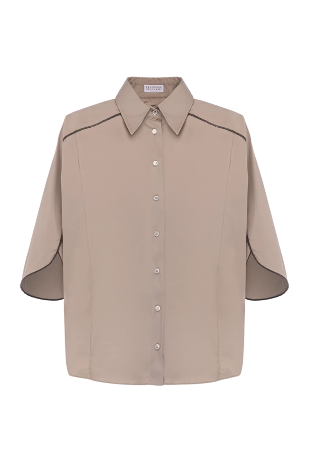 Свободная блуза с укороченным рукавом и блестящей строчкой - фото 1