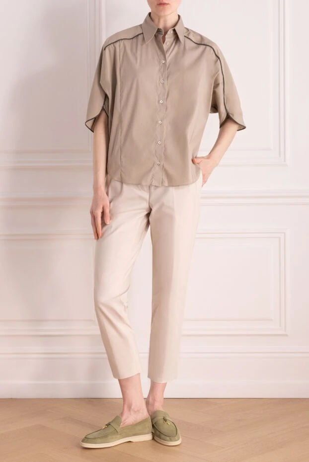 Brunello Cucinelli loose blouse with short sleeves and shiny stitching 178023 - photo 2