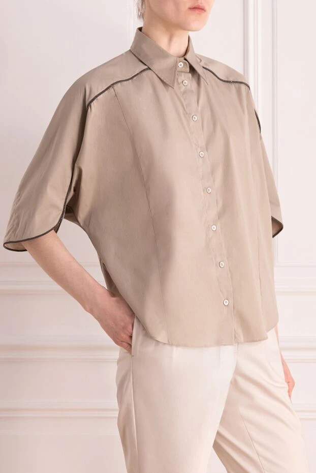 Brunello Cucinelli loose blouse with short sleeves and shiny stitching 178023 - photo 3