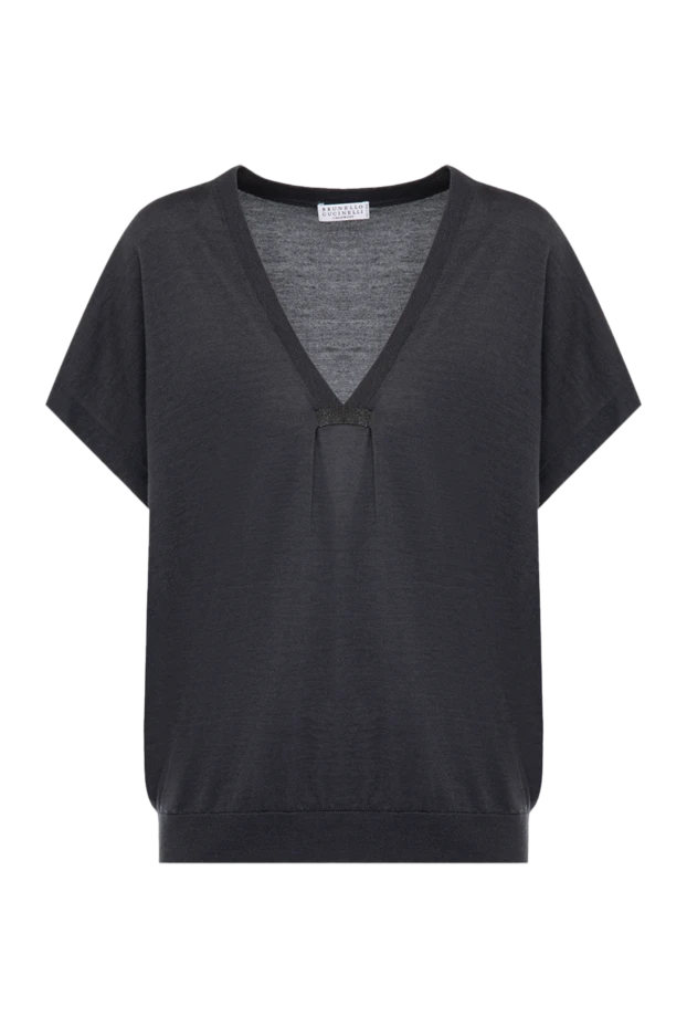 Blouse made of cashmere and silk gray for women - photo 1