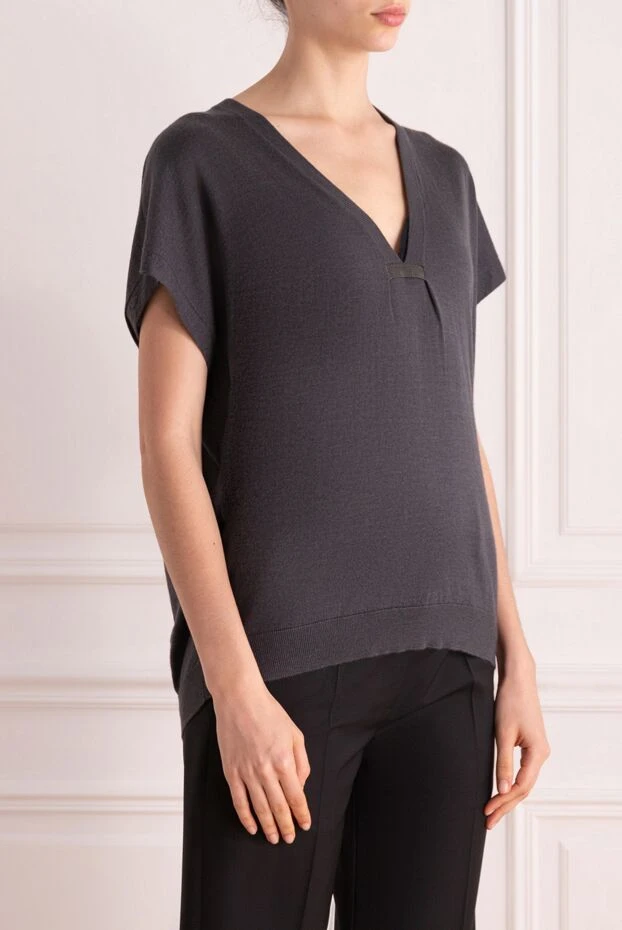 Brunello Cucinelli blouse made of cashmere and silk gray for women 178025 - photo 3