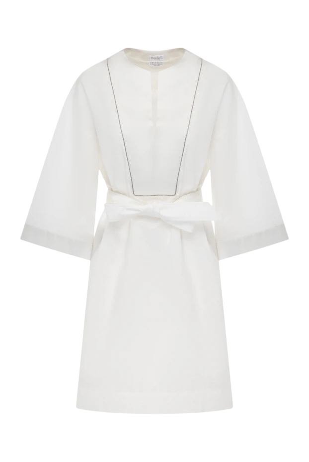 Brunello Cucinelli платье из хлопка и полиамида женское белое 178026 - фото 1