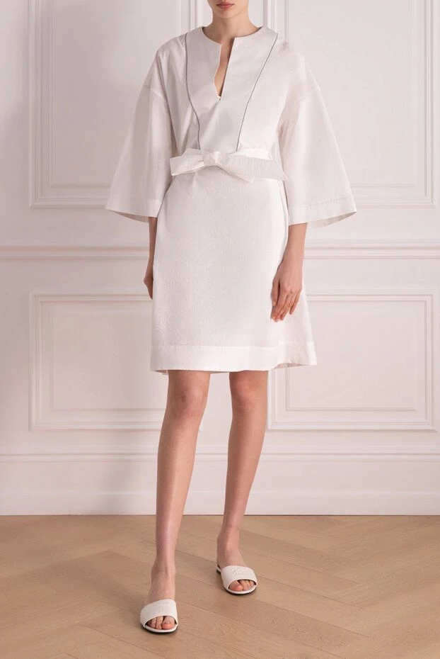 Brunello Cucinelli white cotton and polyamide dress for women 178026 - photo 2