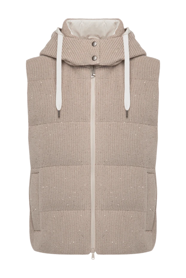 Жилет из хлопка и полиамида женский бежевый - фото 1