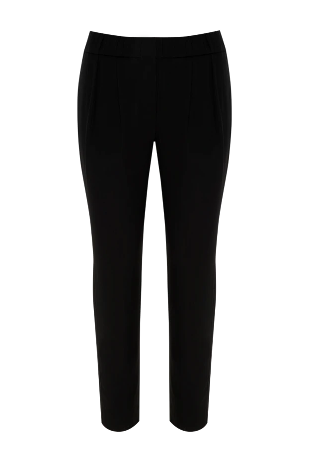 Black women's slim-fit trousers with pleats - photo 1