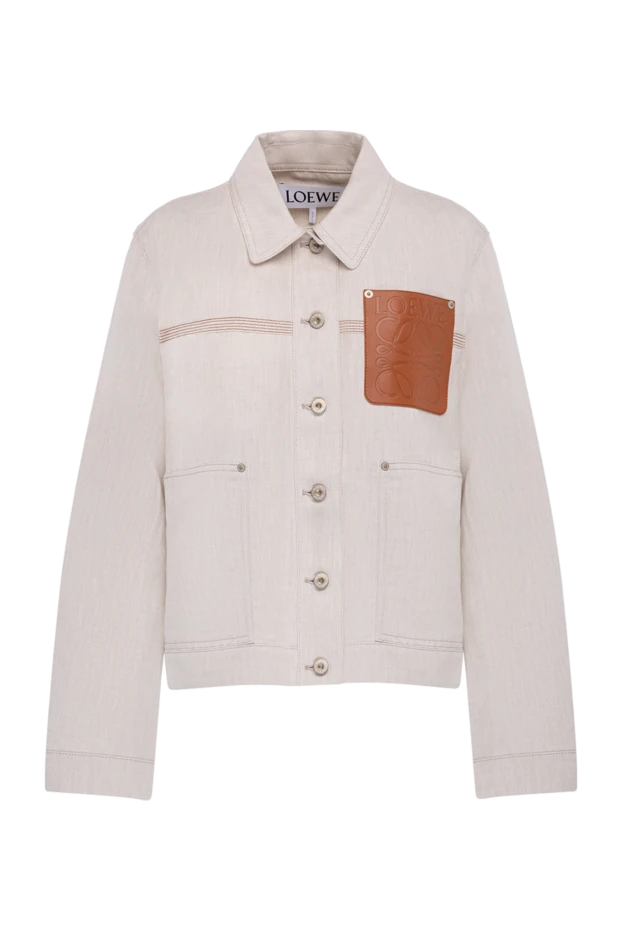 Loewe woman women's denim jacket made of cotton and linen, beige купить с ценами и фото 178031 - photo 1