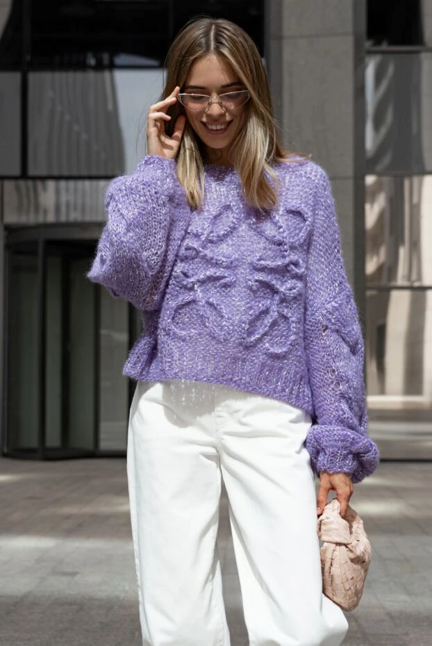 Loewe пушистый джемпер лавандового цвета с мохером и объемными рукавами
 178032 - фото 3