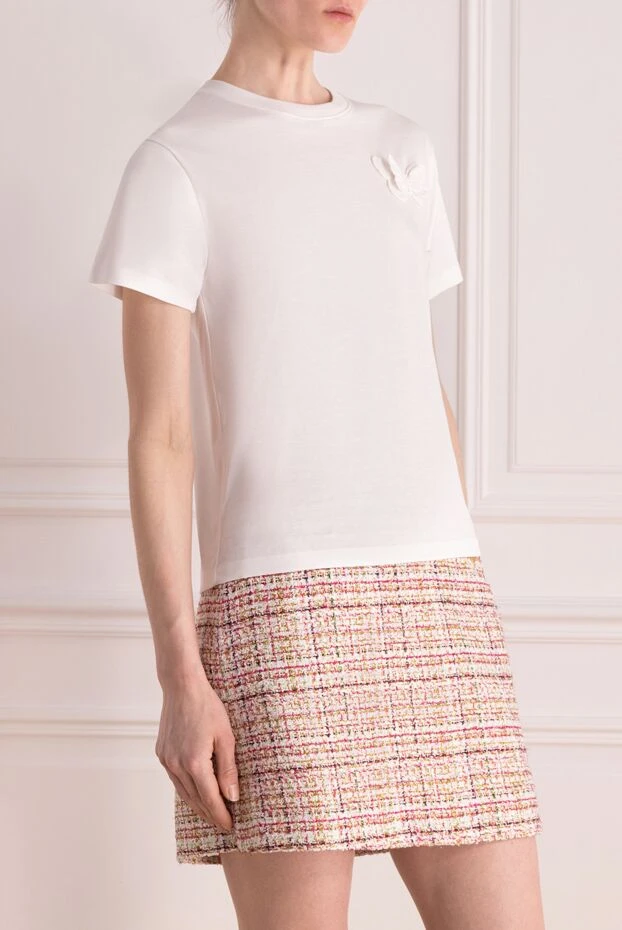 Valentino футболка хлопковая женская белая с объемным декором бабочка 
 178039 - фото 3