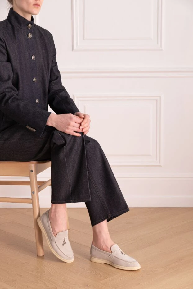 Loro Piana әйелдерге арналған сұр күдері лоферлері 178052 - фото 2