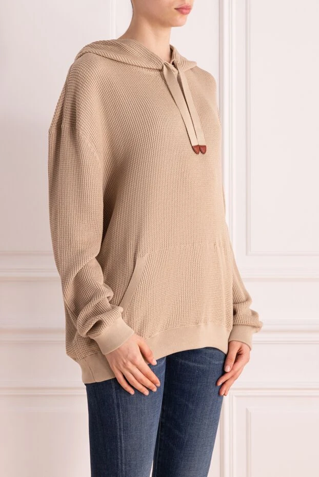 Loro Piana әйелдердің бежевый жібек және мақта капюшоны 178062 - фото 3
