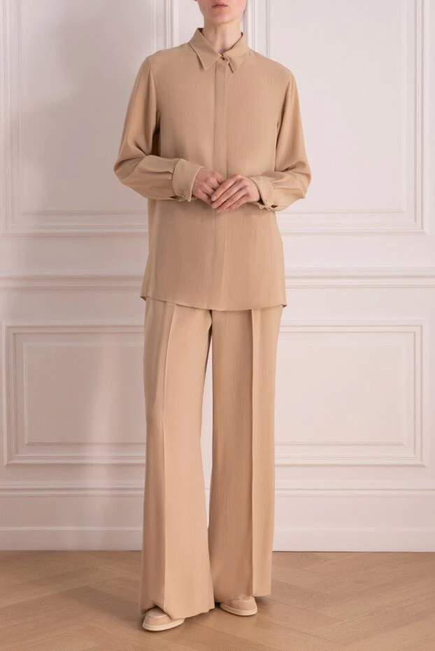 Loro Piana woman beige women's suit with silk and viscose trousers купить с ценами и фото 178068 - photo 2