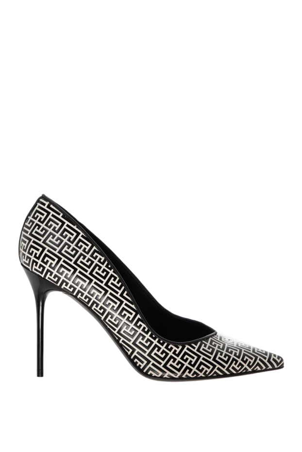 Туфли на каблуке из натуральной кожи черные женские - фото 1