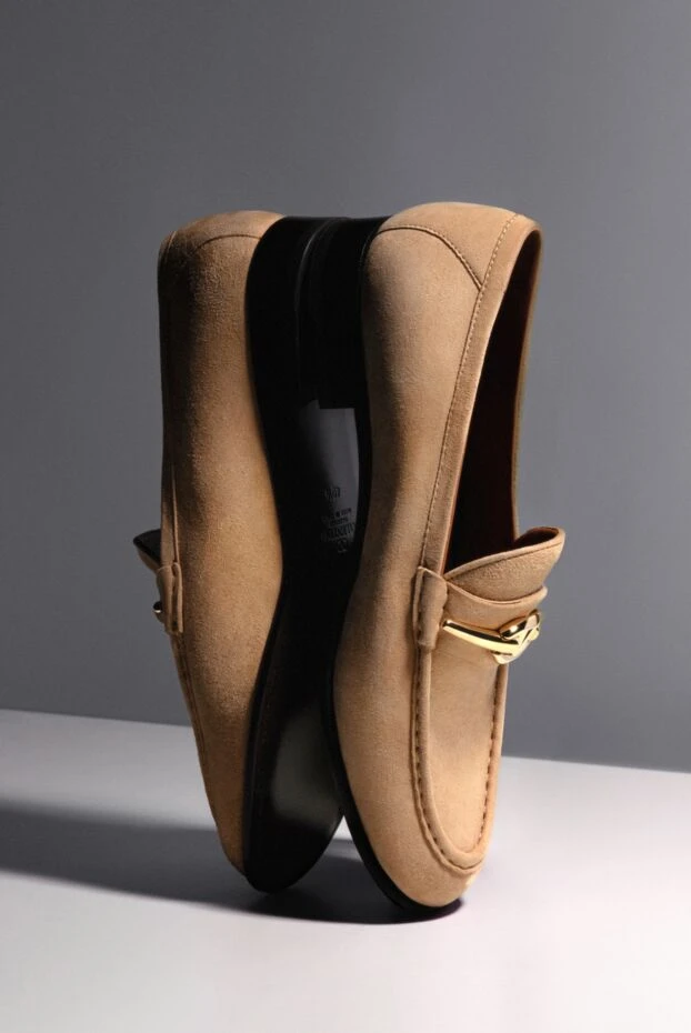 Valentino мокасины из замши бежевые женские 178105 - фото 2