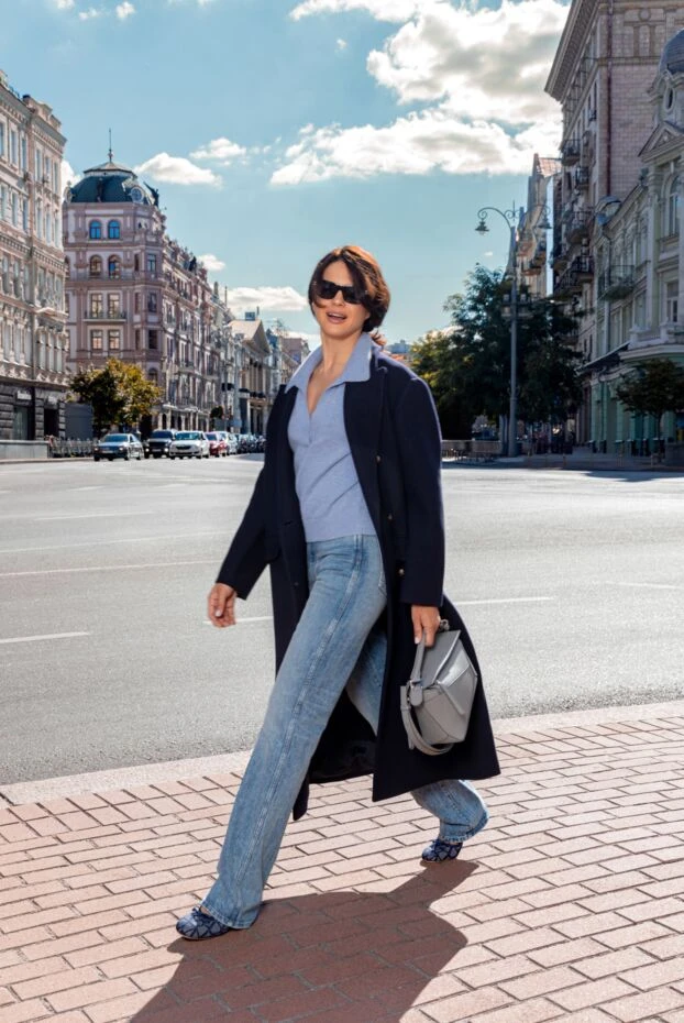 Туфли без каблука из хлопка и полиэстера синие женские - фото 2