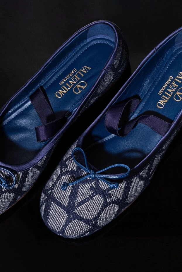 Valentino туфли без каблука из хлопка и полиэстера синие женские 178108 - фото 3