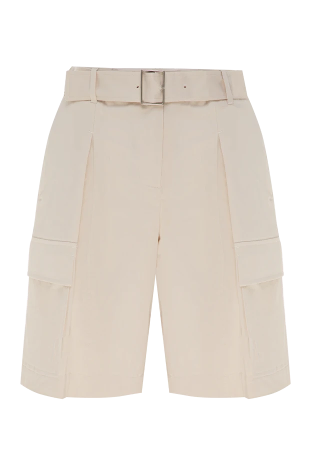 Шорты из хлопка и эластана женские бежевые - фото 1