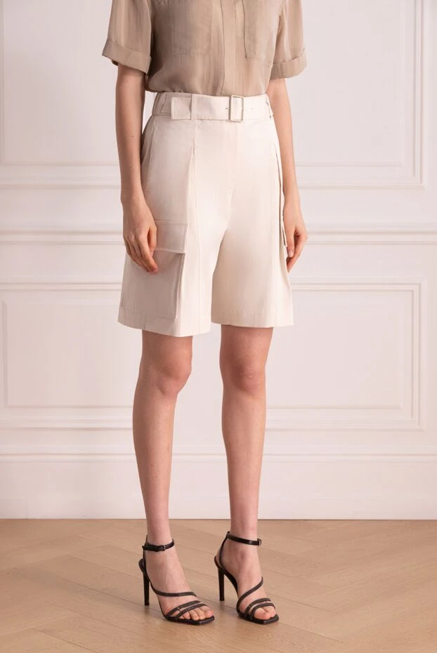 Peserico шорты из хлопка и эластана женские бежевые 178162 - фото 3