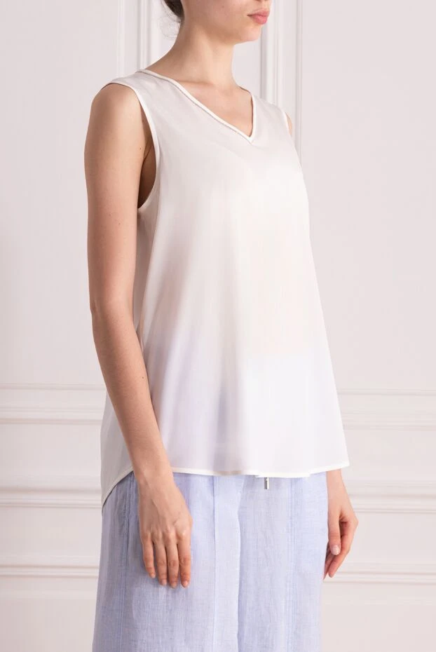 Peserico блуза из шелка и эластана женская белая 178164 - фото 3