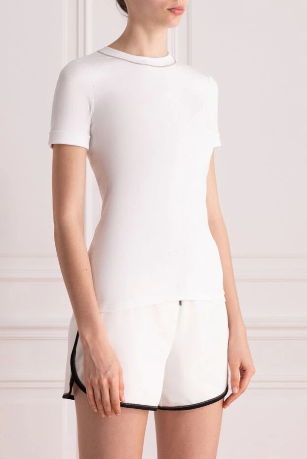 Peserico блуза белая из мягкого хлопка с круглым вырезом 
 178175 - фото 3