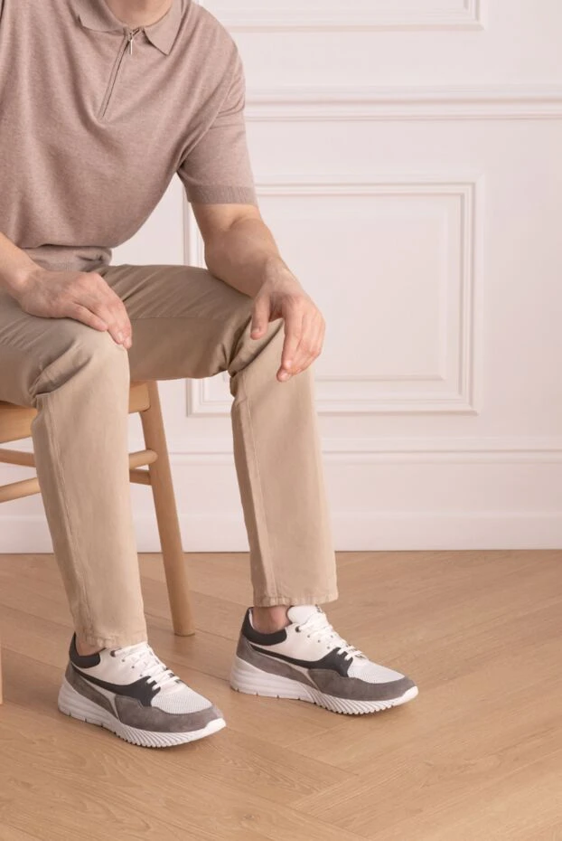 Stefano Ricci кроссовки из натуральной кожи мужские серые 178184 - фото 3