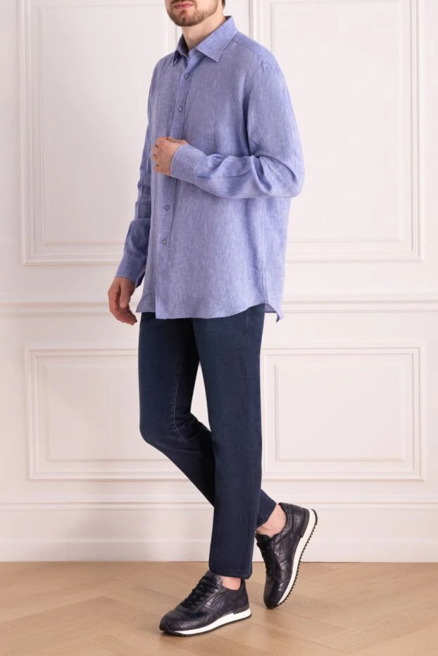 Stefano Ricci men's linen shirt blue 178190 - photo 2