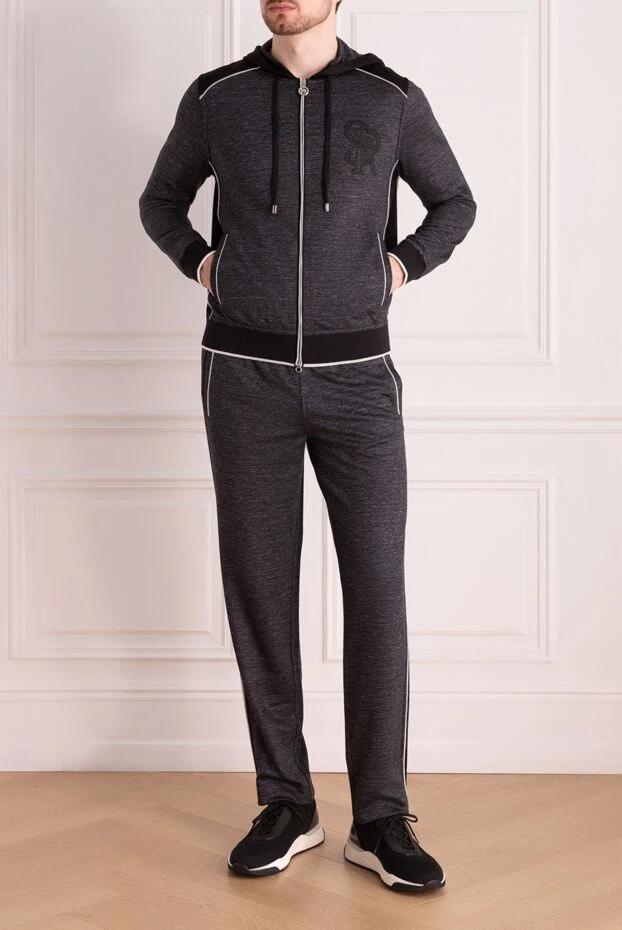 Stefano Ricci прогулочный костюм из шелка и льна мужской серый 178193 - фото 2