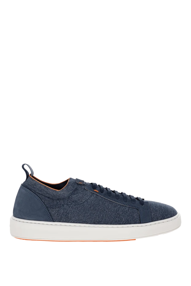 Santoni man men's blue cotton sneakers купить с ценами и фото 178208 - photo 1